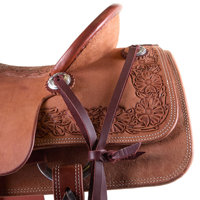 Cactus Saddlery Relentless 1/4 Tooled Rough-Out Team Roping Saddle