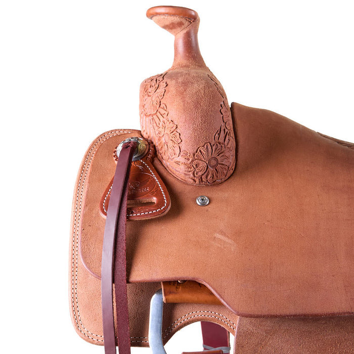 Cactus Saddlery Relentless 1/4 Tooled Rough-Out Team Roping Saddle