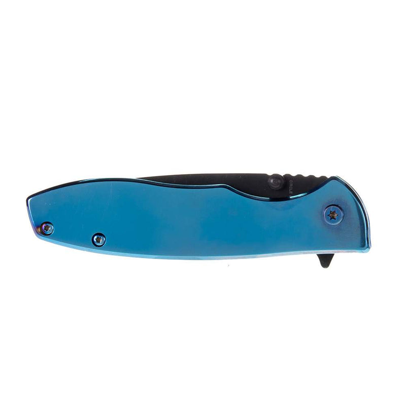 Western Fashion Circle SH Metallic Blue Folding Knife CSH-573BB