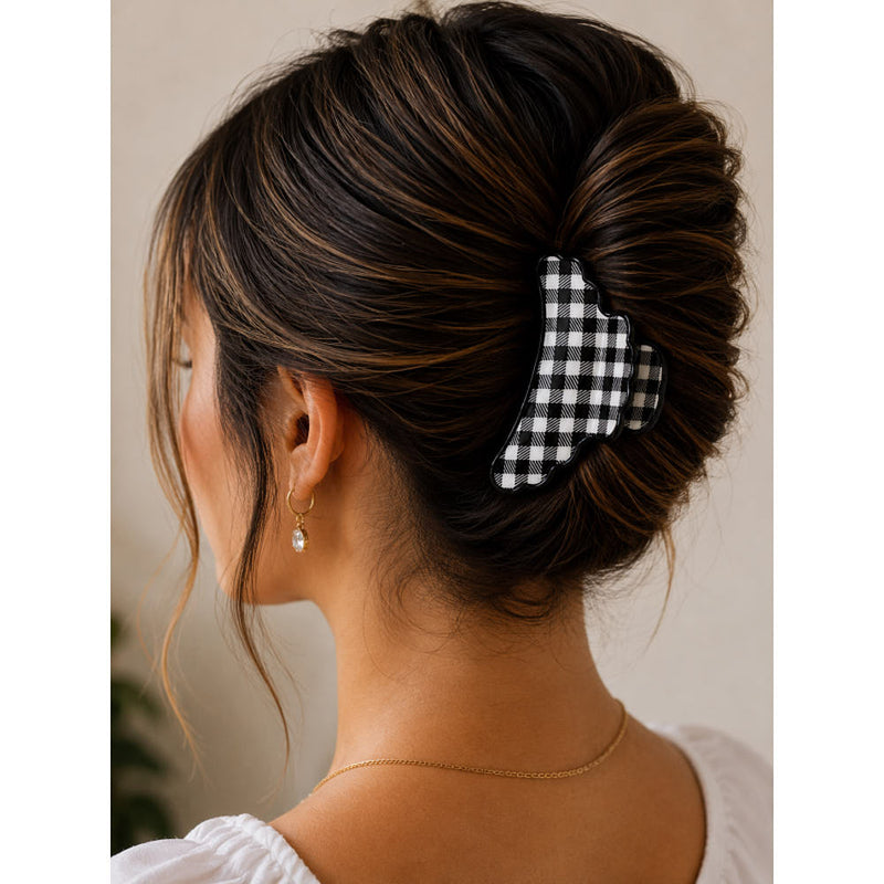 NRS Black Gingham Hair Clip