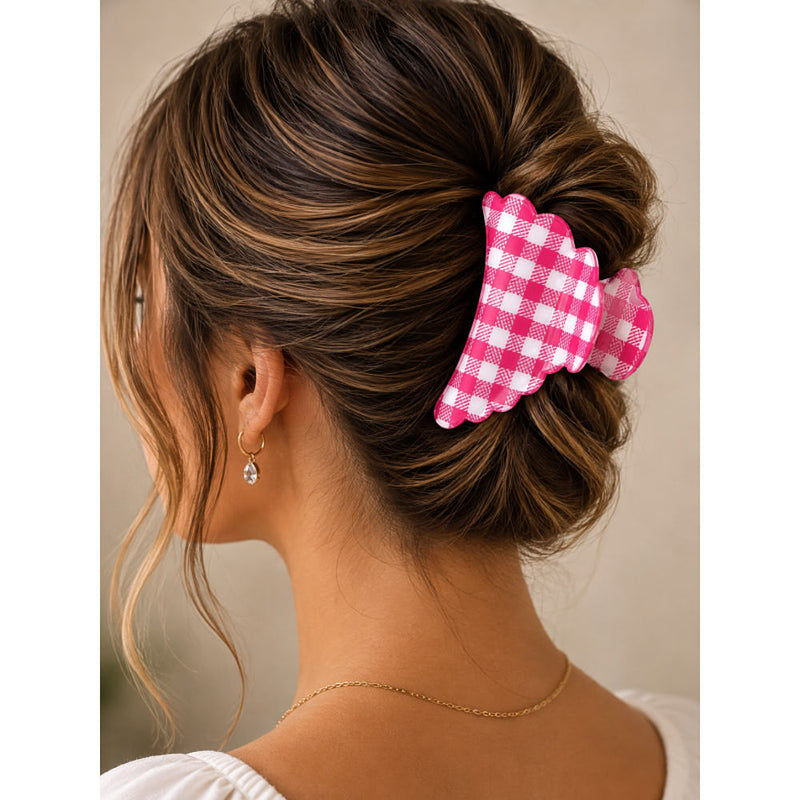 NRS Pink Gingham Hair Clip
