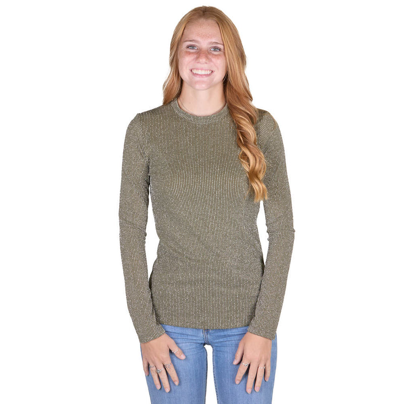 Cruel Denim Women's Olive Metallic Long Sleeve Shirt