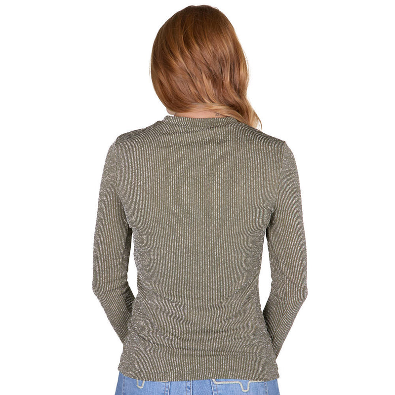 Cruel Denim Women's Olive Metallic Long Sleeve Shirt