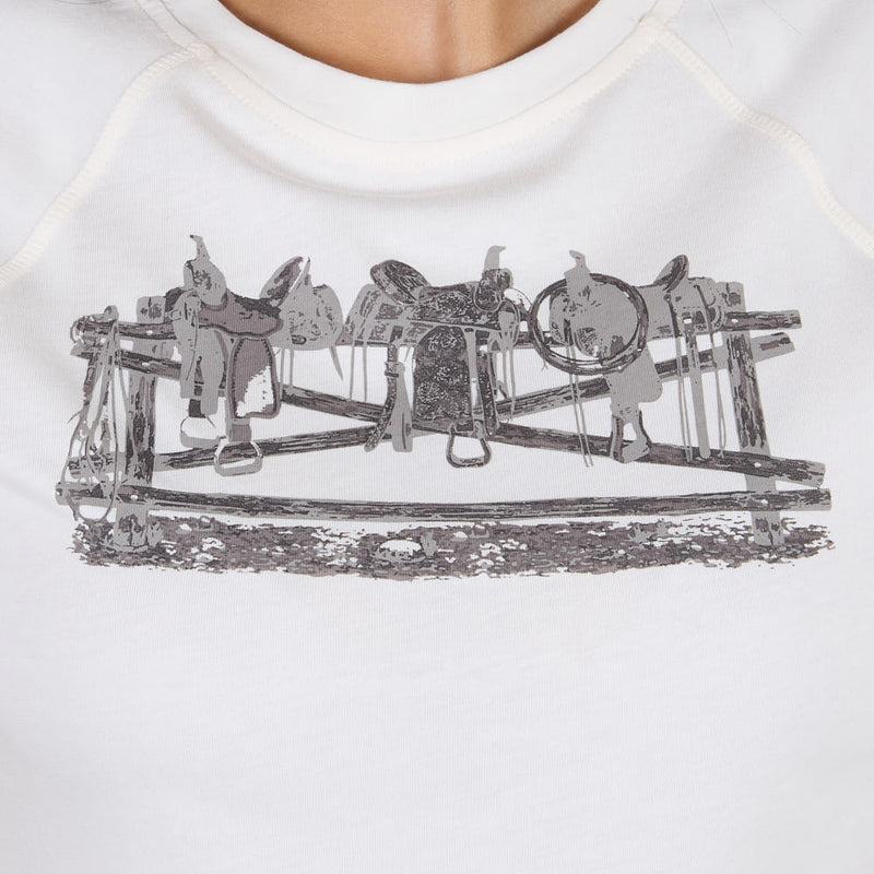 Cruel Denim Women's White Saddle Print Tee Shirt