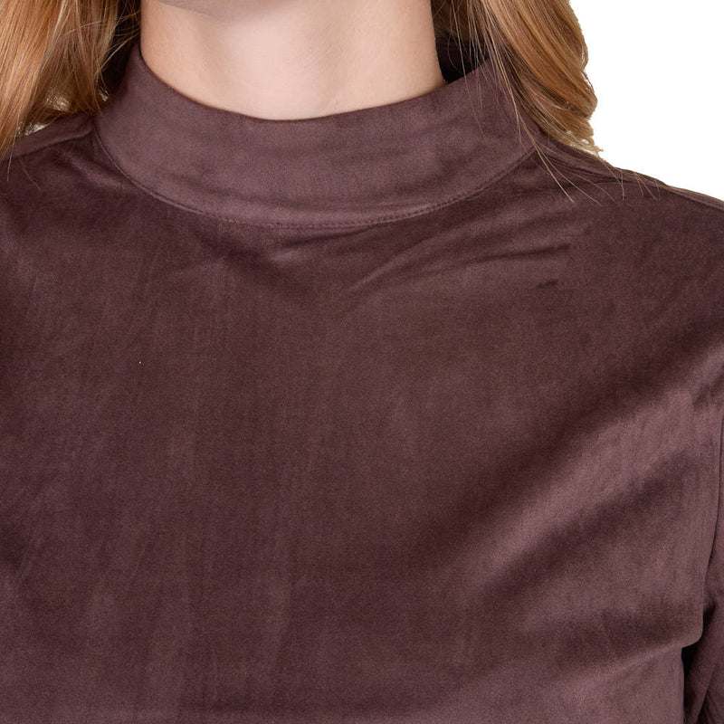 Cruel Denim Women's Brown Suede Mock Neck Top