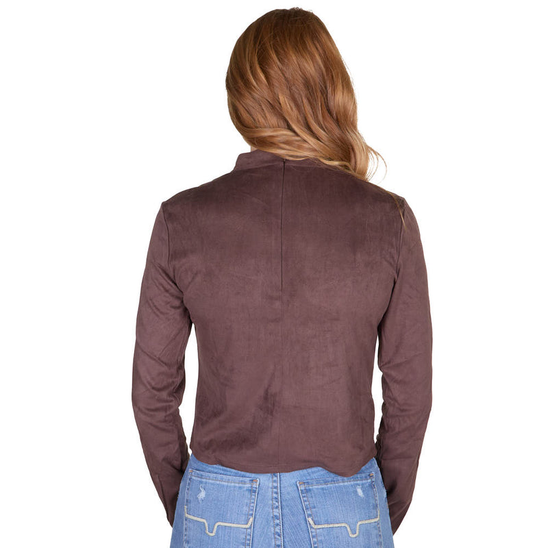Cruel Denim Women's Brown Suede Mock Neck Top