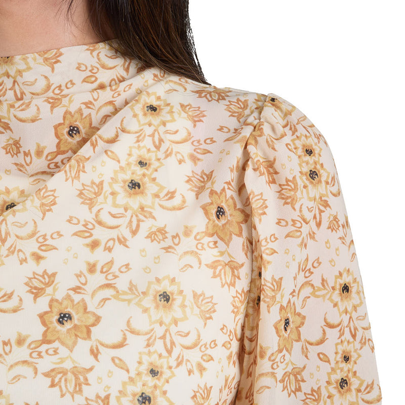 Cruel Denim Women's Cream Floral Mesh Top