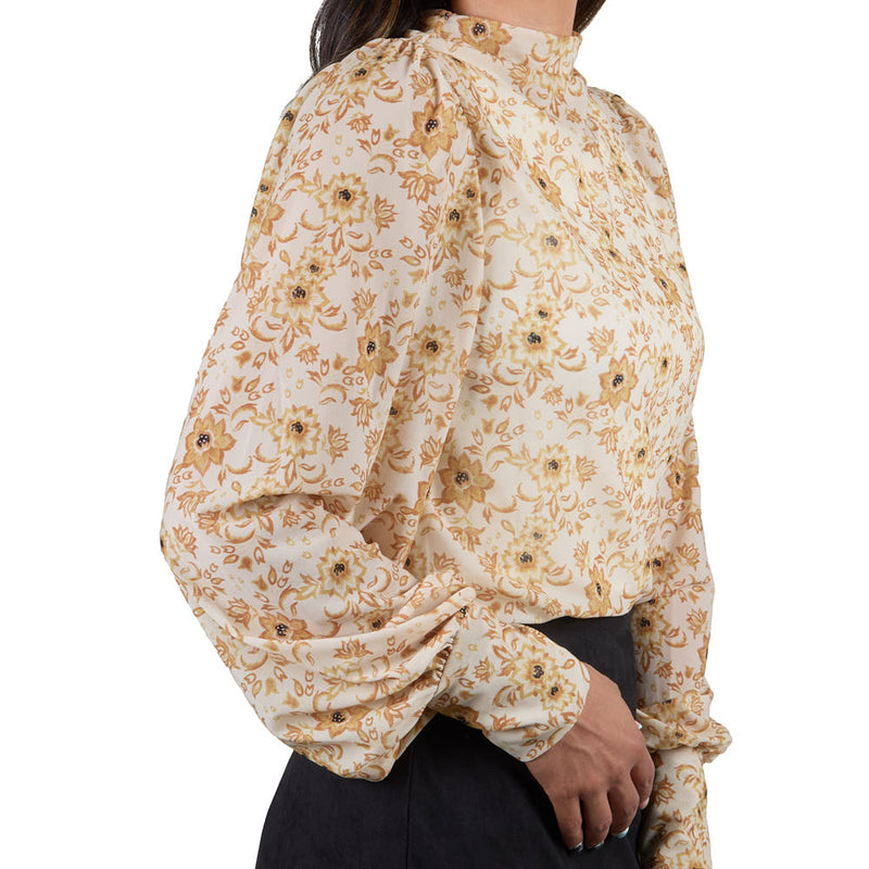 Cruel Denim Women's Cream Floral Mesh Top