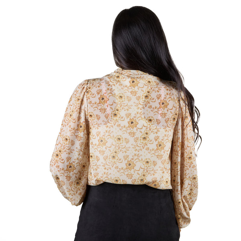 Cruel Denim Women's Cream Floral Mesh Top