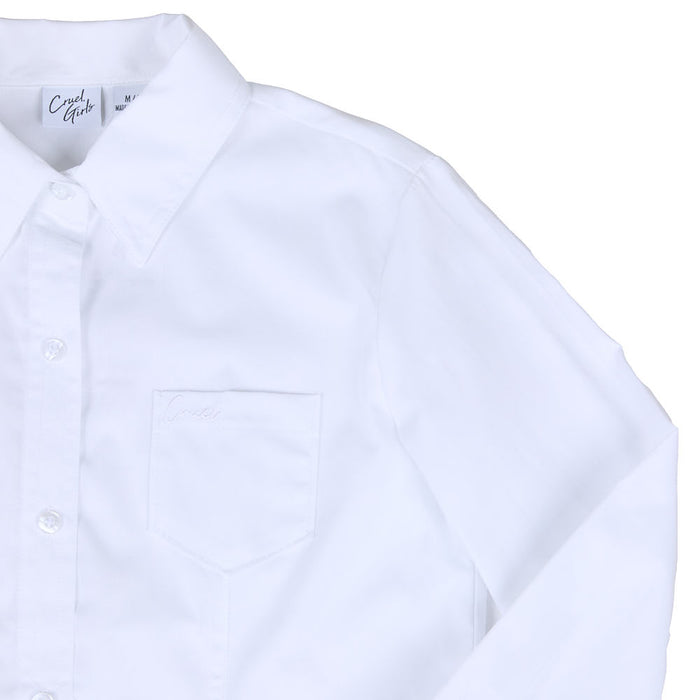 Cruel Denim Girl's White Solid Long Sleeve Shirt