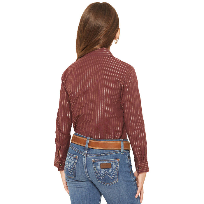 Cruel Denim Girl's Burgundy Stripe Snap Shirt