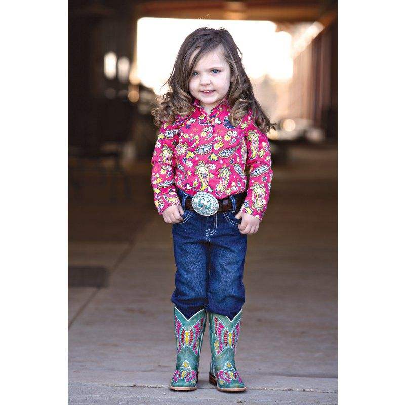Cruel Girl Girl Little Girl's Pink Paisley Long Sleeve Snap Shirt