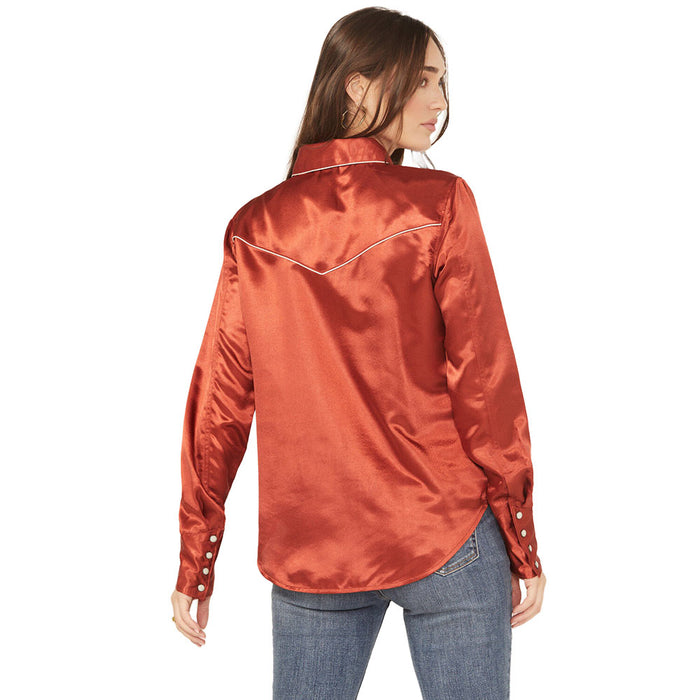 Cruel Denim Women's Western Red Pearl Snap Shirt