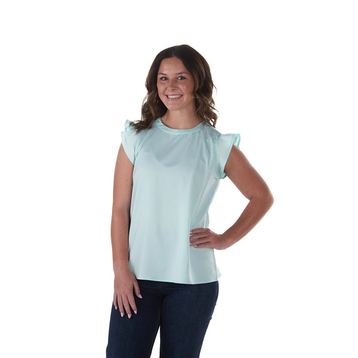 Cruel Denim Women's Light Blue Ruffle Sleeve Top