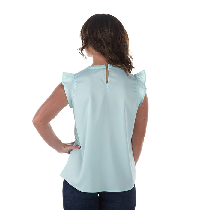 Cruel Denim Women's Light Blue Ruffle Sleeve Top