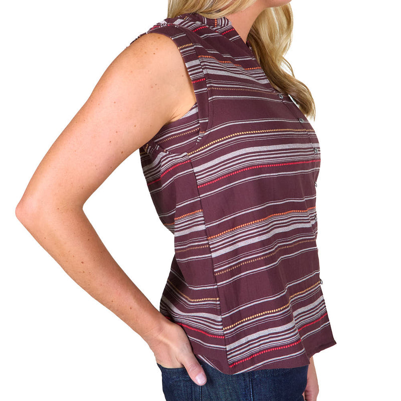 Cruel Denim Women's Brown Dobby Stripe Ruffle Top