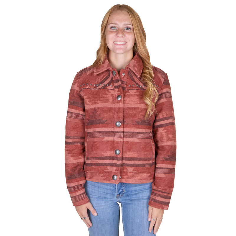 Cruel Denim Women's Red Jacquard Stud Jacket
