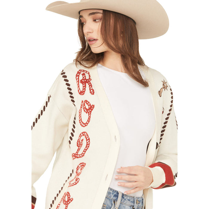 Cruel Denim Women's Cream Rodeo Sweater Cardigan