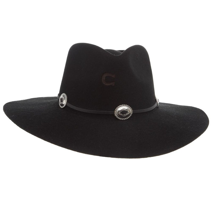 Charlie 1 Horse Traveler Black 3 3/4in Brim Concho Band Fashion Hat