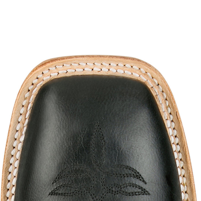 Justin Boot Company Mens Burchett Black Goat Vamp 13In Green Cowhide Top Boot