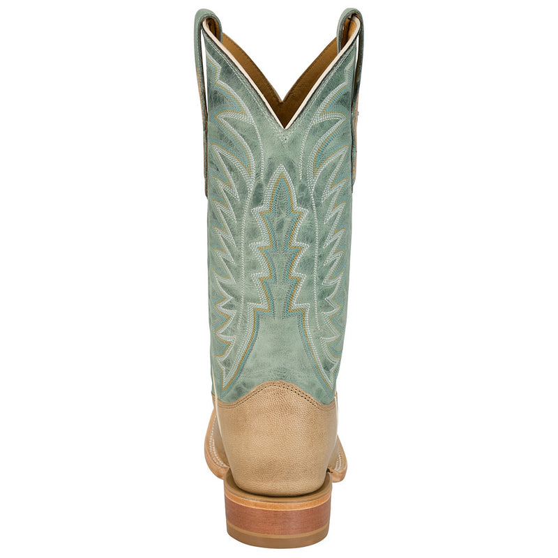 Justin Boot Company Mens Burchett Bone Goat Vamp 13In Turquoise Cowhide Top Boot