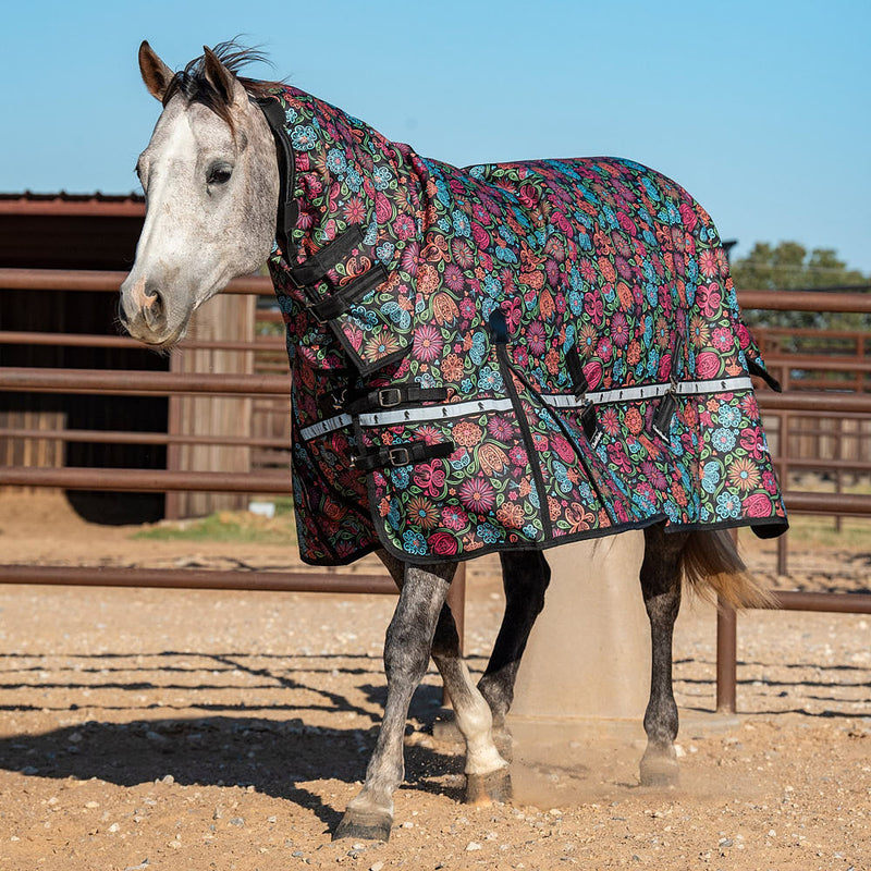 Classic Neon Flower 5k Trainer Hooded Winter Horse Blanket