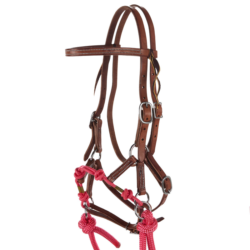 Yoder Equine Products Hermann Oak Knotted Hackamore with 8ft Split Reins