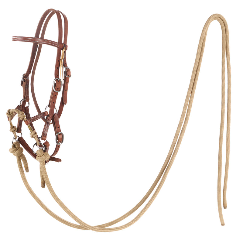 Yoder Equine Products Hermann Oak Knotted Hackamore with 8ft Split Reins