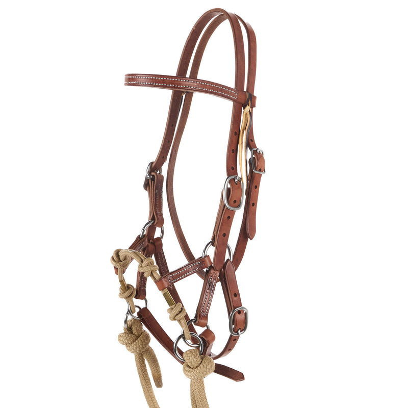 Yoder Equine Products Hermann Oak Knotted Hackamore with 8ft Split Reins