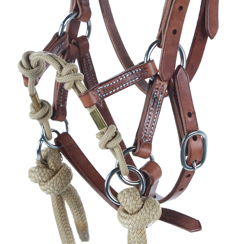 Yoder Equine Products Hermann Oak Knotted Hackamore with 8ft Split Reins