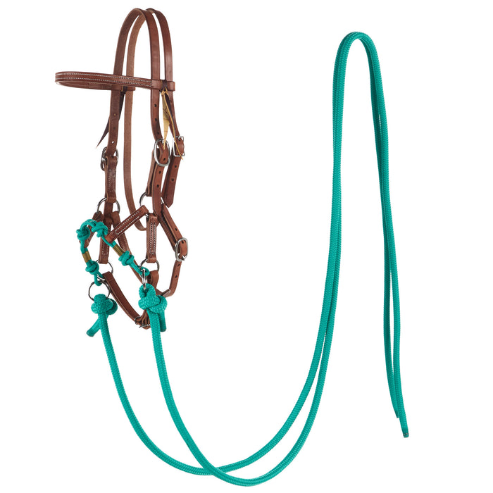 Yoder Equine Products Hermann Oak Knotted Hackamore with 8ft Split Reins