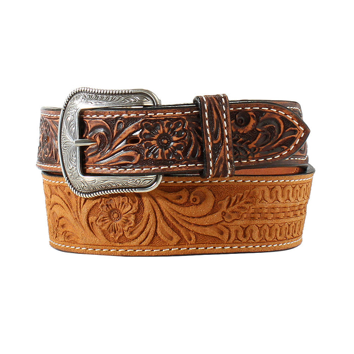 Men's 3D Floral Tooled Western Belt
