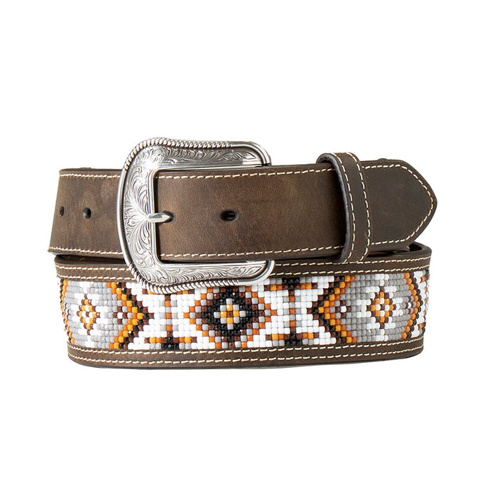 Men's 3D Beaded Inlay Laced Scrolling Belt