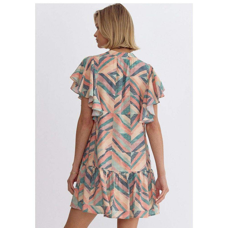 Entro Women's Peach Printed Mini Dress