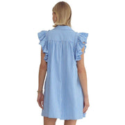 Entro Women's Blue Striped Mini Dress