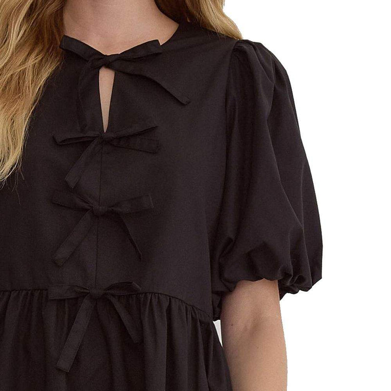 Entro Women's Black Bow Mini Dress — NRS