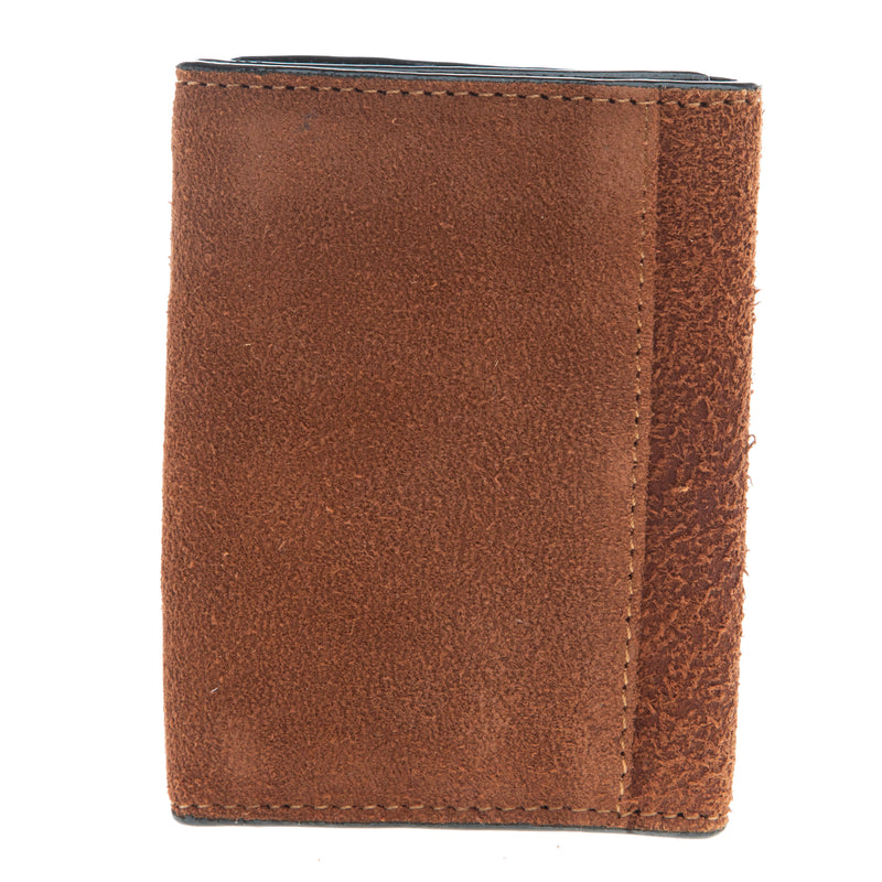 Floral Tooled Brown Trifold Wallet