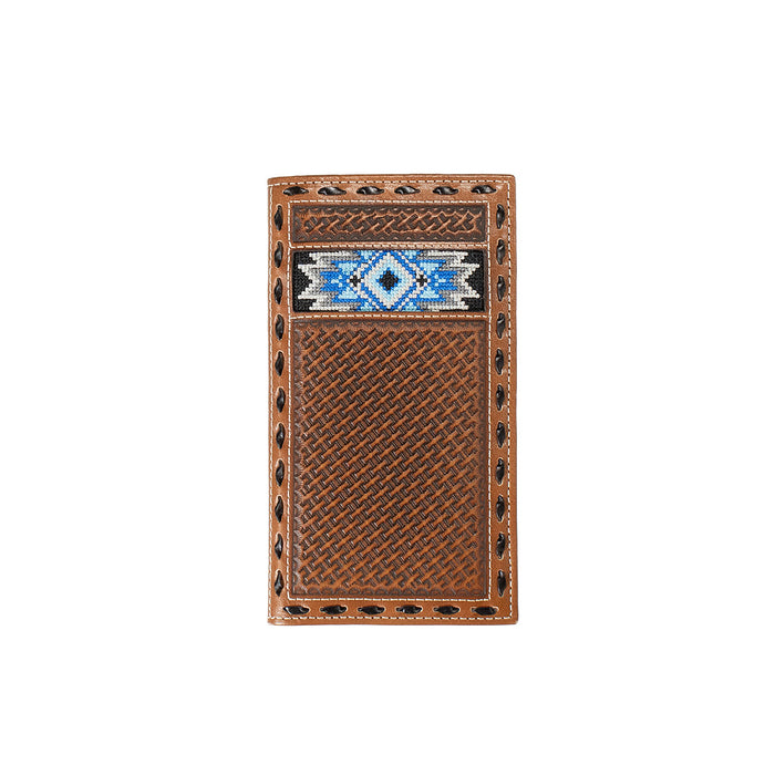 Mens 3D Rodeo Blue Diamond Inlay Wallet