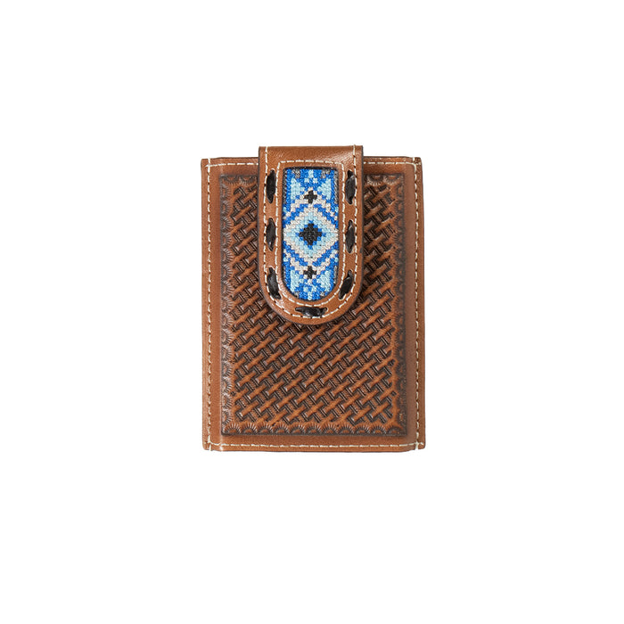 Mens Blue Diamond Inlay Wallet