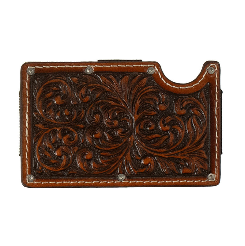 3D Western Men`s Smart Leather Embossed Scroll Wallet