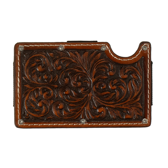 3D Western Men`s Smart Leather Embossed Scroll Wallet