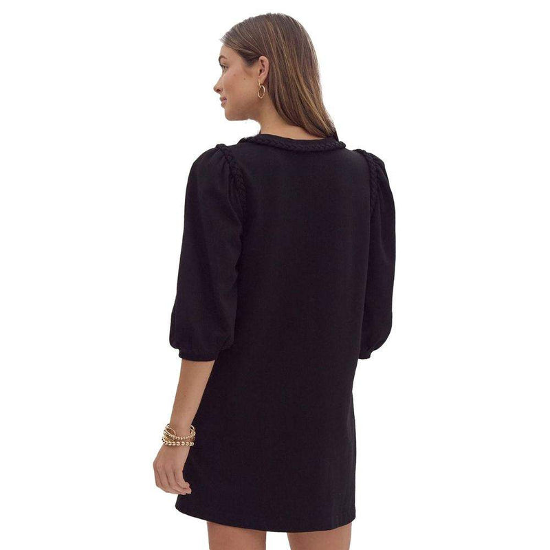 Entro Women's Black Puff Sleeve Mini Dress