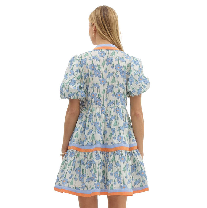 Entro Womens Blue Print Mini Dress Entro Womens Blue Print Mini Dress