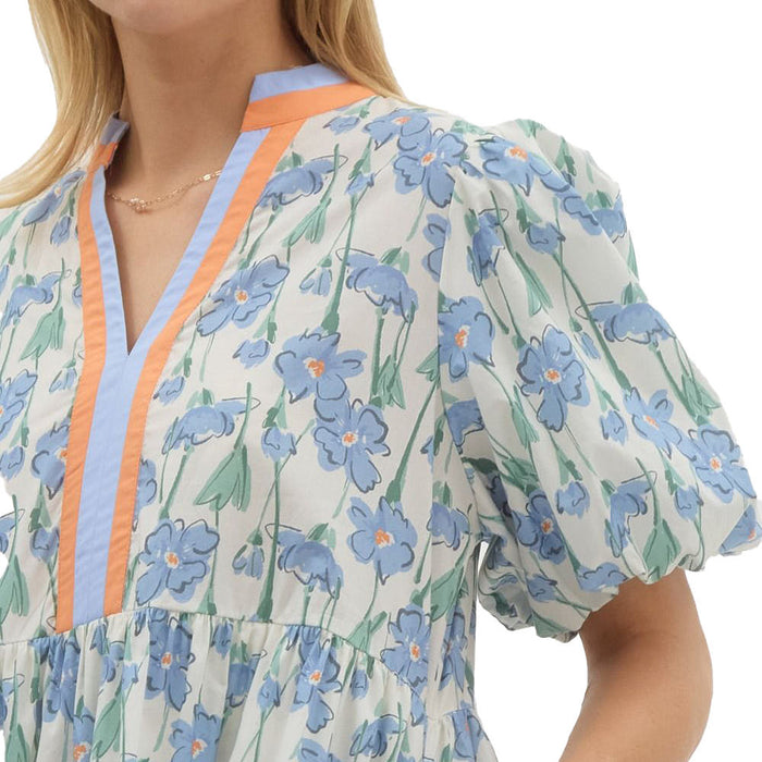 Entro Womens Blue Print Mini Dress Entro Womens Blue Print Mini Dress