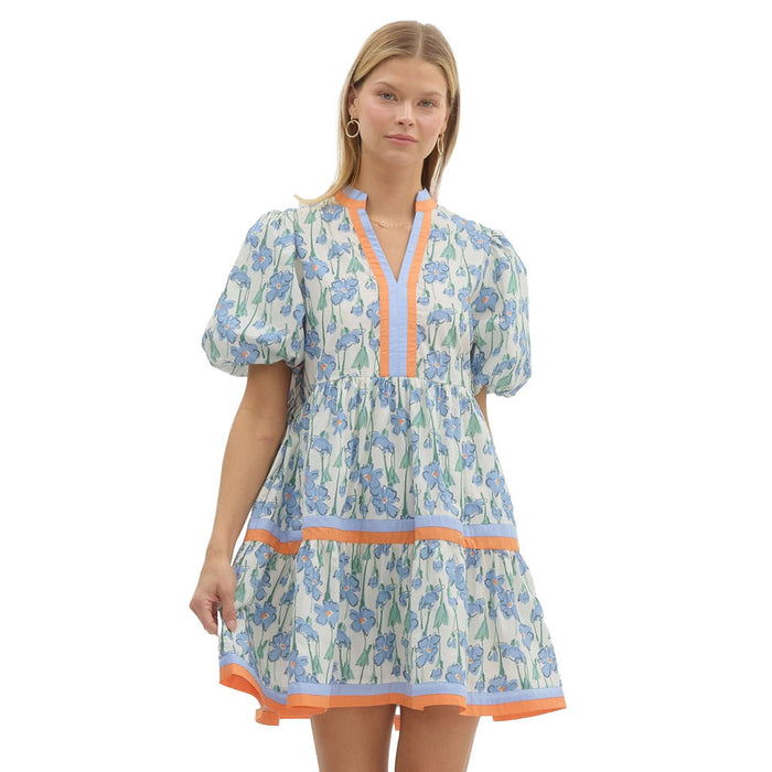 Entro Womens Blue Print Mini Dress Entro Womens Blue Print Mini Dress