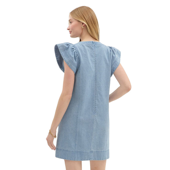 Entro Womens Light Blue Ruffle Sleeve Mini Dress