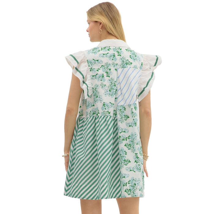Entro Women's Multi Print Color Block Dress Entro Women's Multi Print Color Block Dress