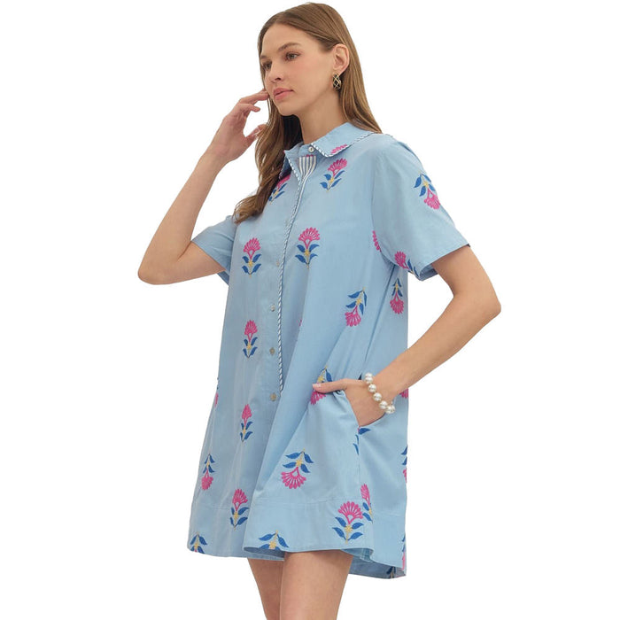 Entro Women's Chambray Mini Dress