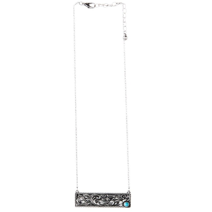 Silver Strike Floral Bar Necklace and Earring Set