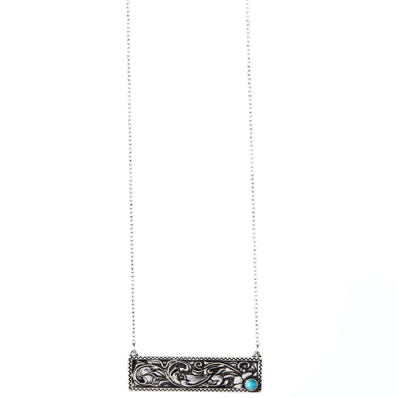 Silver Strike Floral Bar Necklace and Earring Set